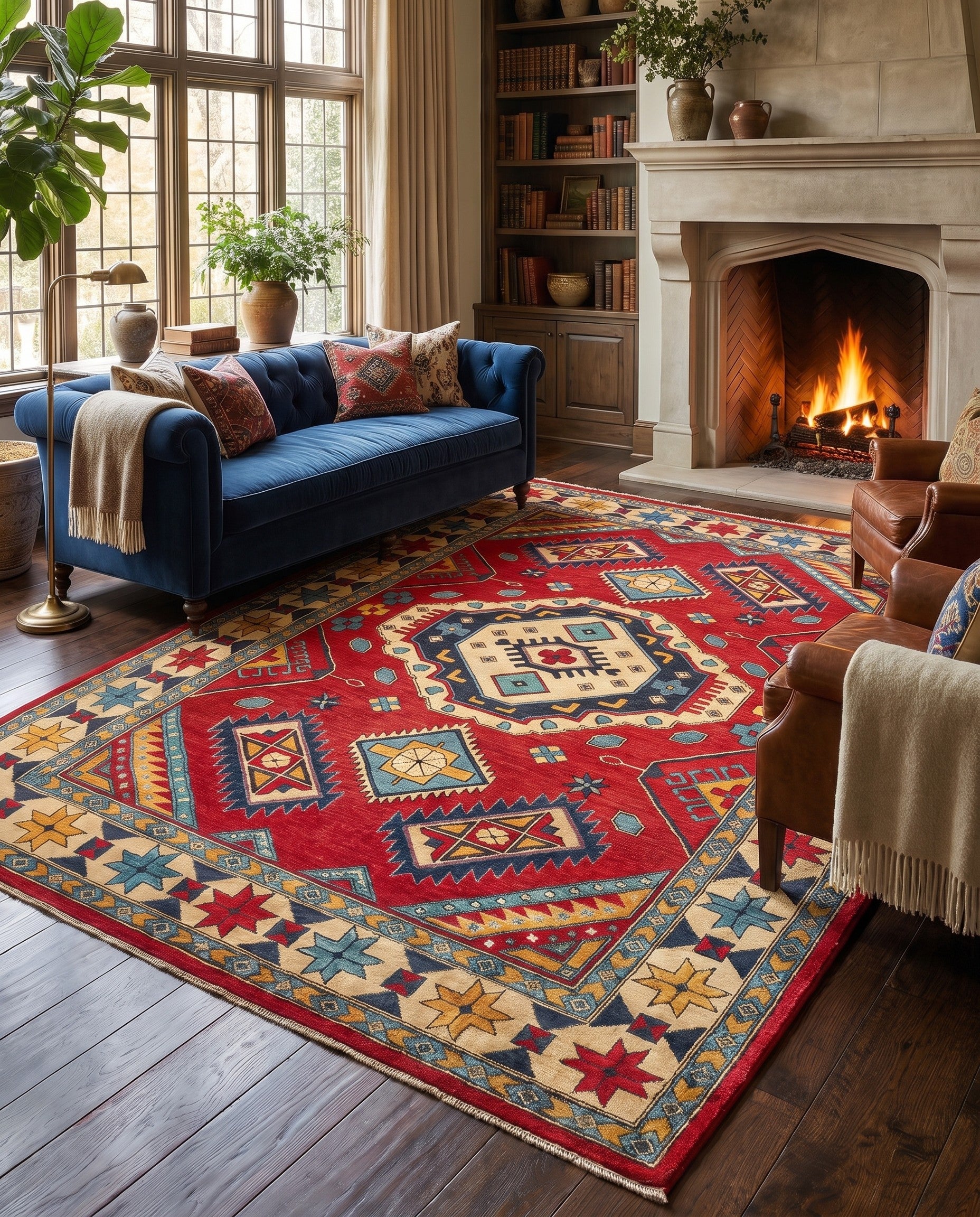 6' 8 x 9' 8 Hand Knotted Kazak Rug