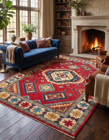 6' 8 x 9' 8 Hand Knotted Kazak Rug