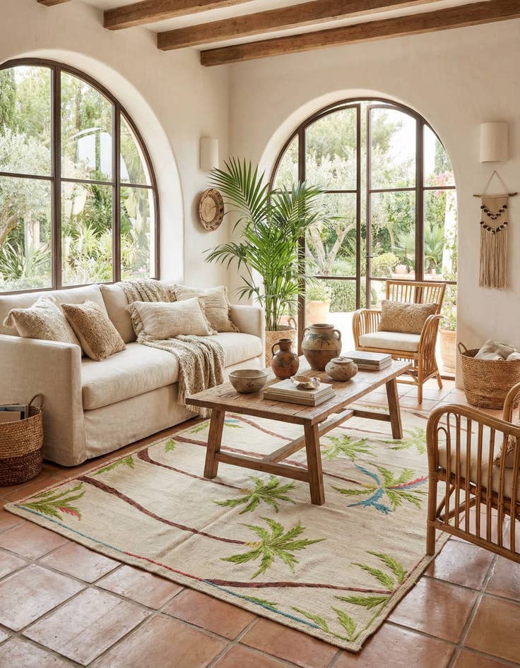 Detail image of 5' 2 x 6' 2  Hand Woven Kilim Suzani Wool Rug