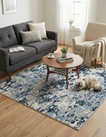 Gray Navy Green Kamala Washable Square Rug