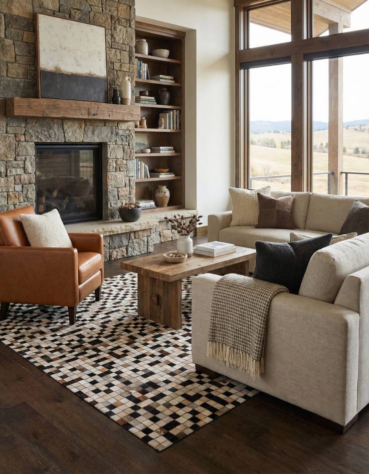 Detail image of  5' 1 x 7' 10 Cowhide Leather Rug