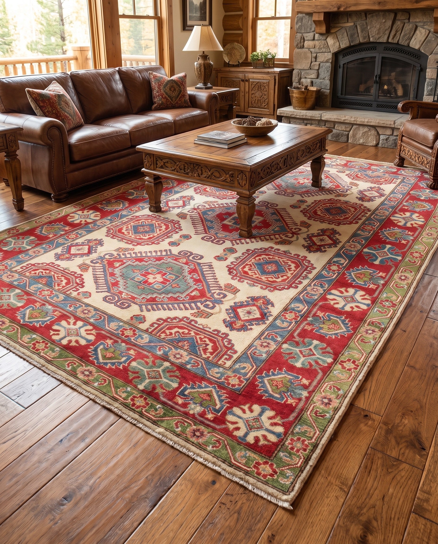 6' 8 x 10' 3 Hand Knotted Kazak Rug