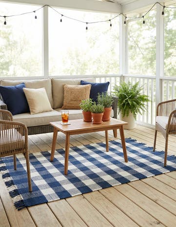 4' x 6' Easy-Clean Eco Plaid Washable Indoor / Outdoor Rug