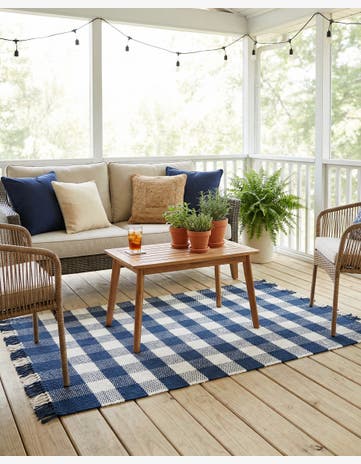 4' x 6' Easy-Clean Eco Plaid Washable Indoor / Outdoor Rug