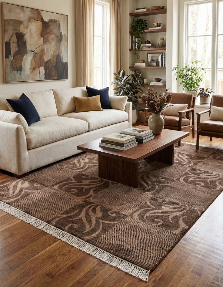 Detail image of  6' 8 x 10'  Hand Knotted Darya Wool Rug