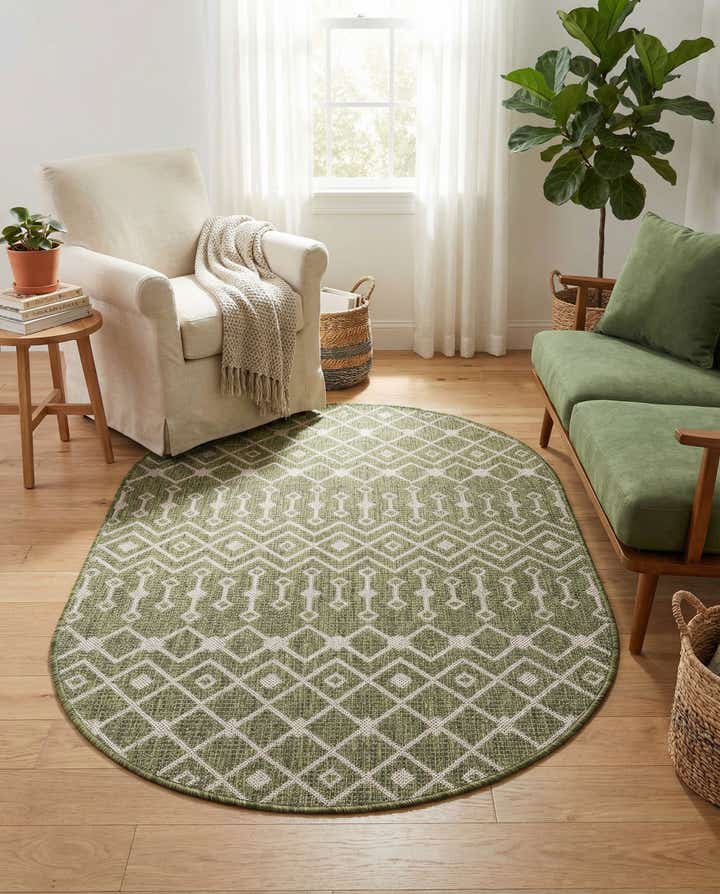 3' x 5' 3 Easy-Clean Lattice Indoor / Outdoor Oval Rug