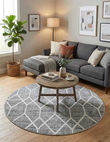 5' x 5' Lattice Trellis Round Rug