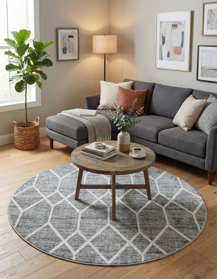 Detail image of  5' x 5' Lattice Trellis Round Rug