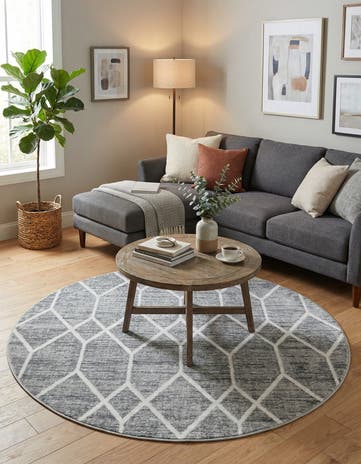 5' x 5' Lattice Trellis Round Rug