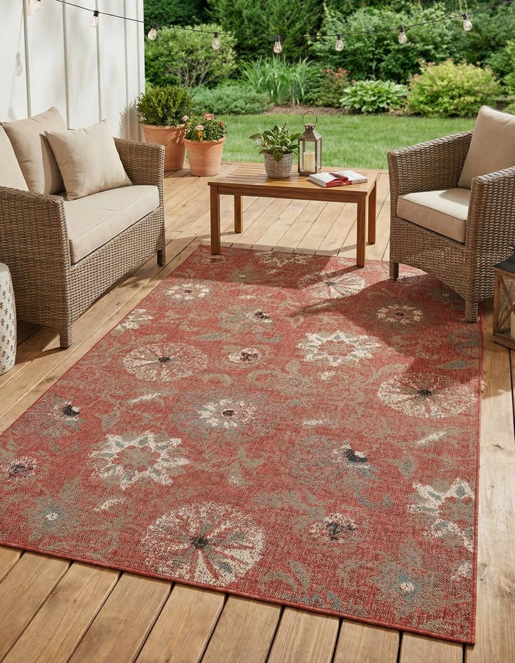 Detail image of 6' x 9'  Washable Botanical Indoor / Outdoor Rug
