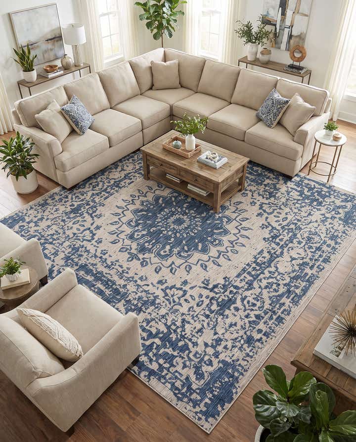 13' x 13' Easy-Clean Traditional Indoor / Outdoor Square Rug