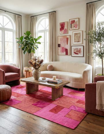 4' 6 x 6' 7 Hand Woven Patchwork Wool Rug