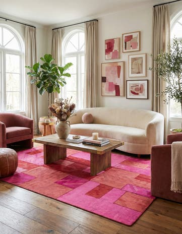 4' 6 x 6' 7 Hand Woven Patchwork Wool Rug