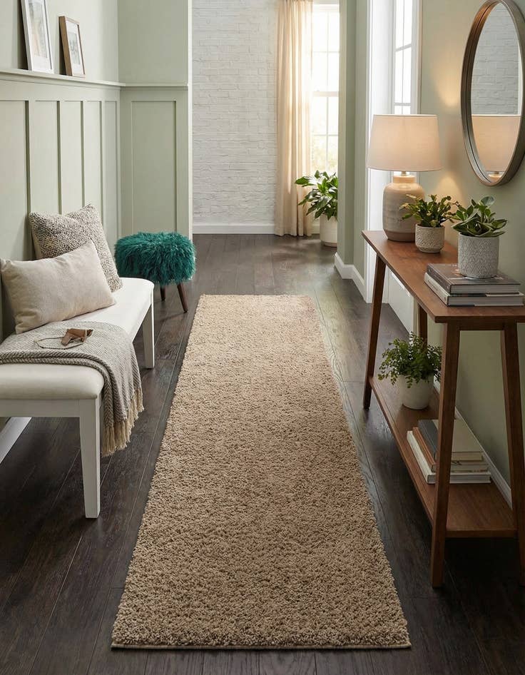 Detail image of 2' 7 x 10' Studio Solid Shag Runner Rug