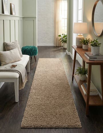 2' 7 x 10' Solid Shag Runner Rug