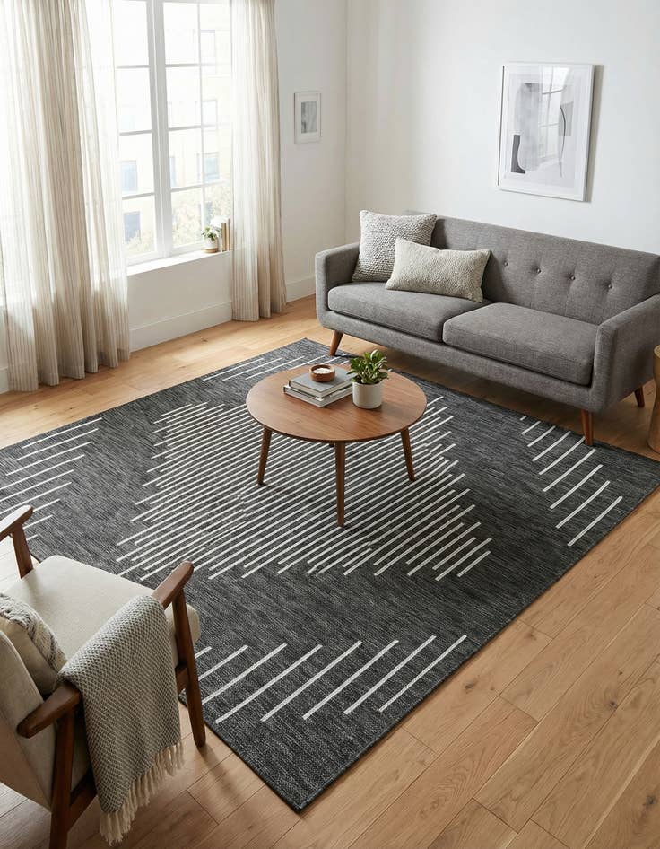 Detail image of 5' 3 x 5' 3  Washable Modern Indoor / Outdoor Square Rug