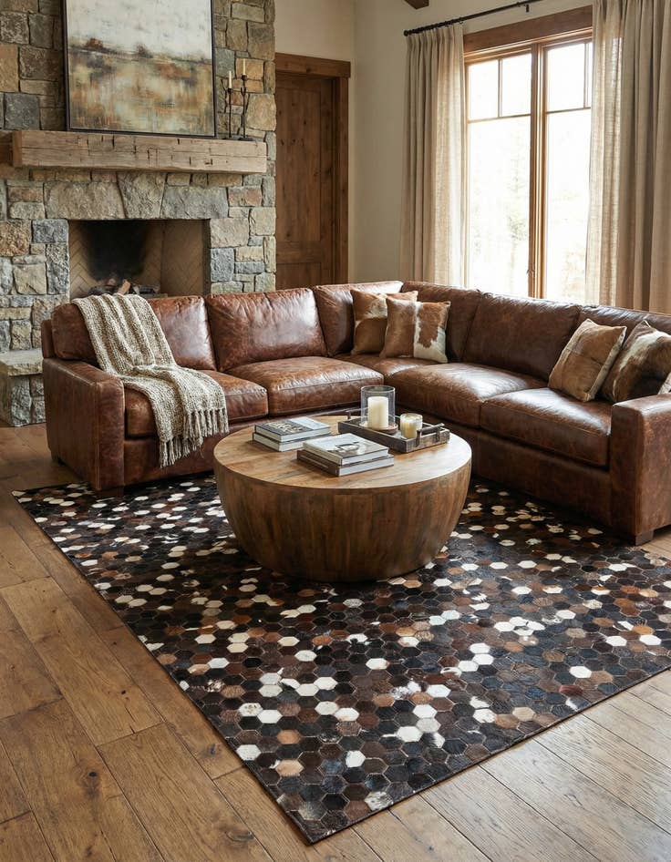 Detail image of 5' x 8' Cowhide Leather Rug