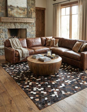 5' x 8' Cowhide Leather Rug