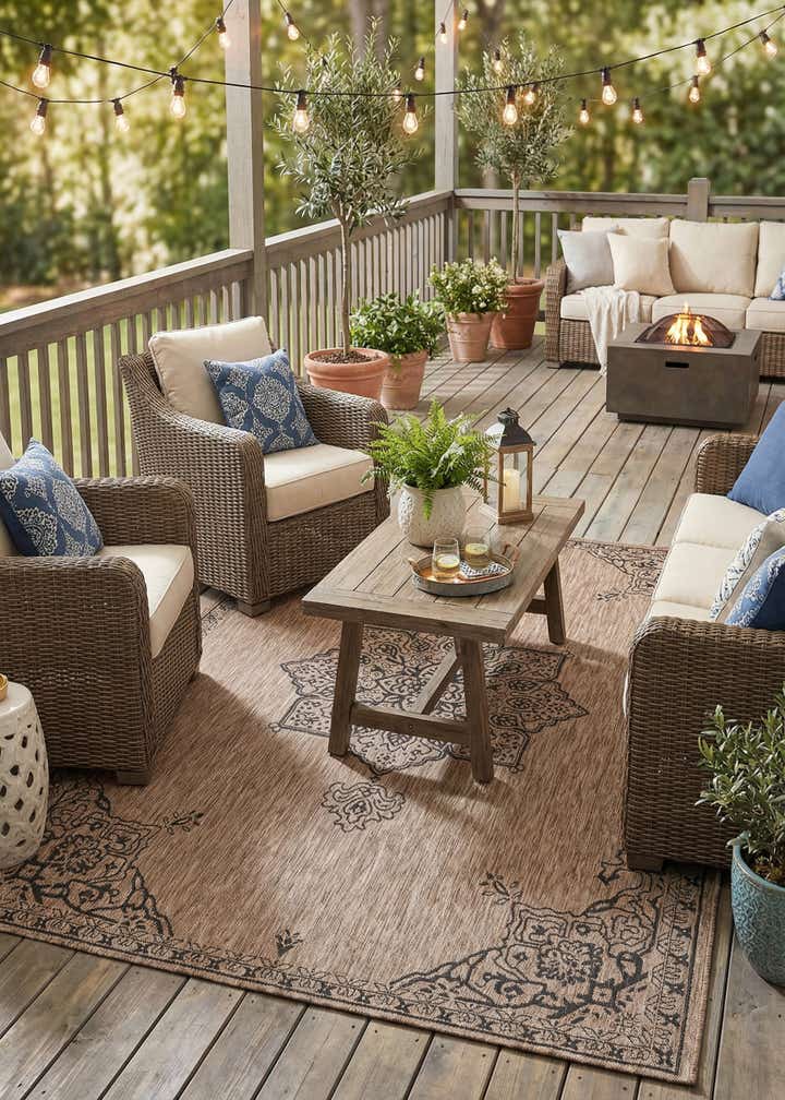7' x 10' Easy-Clean Traditional Indoor / Outdoor Rug