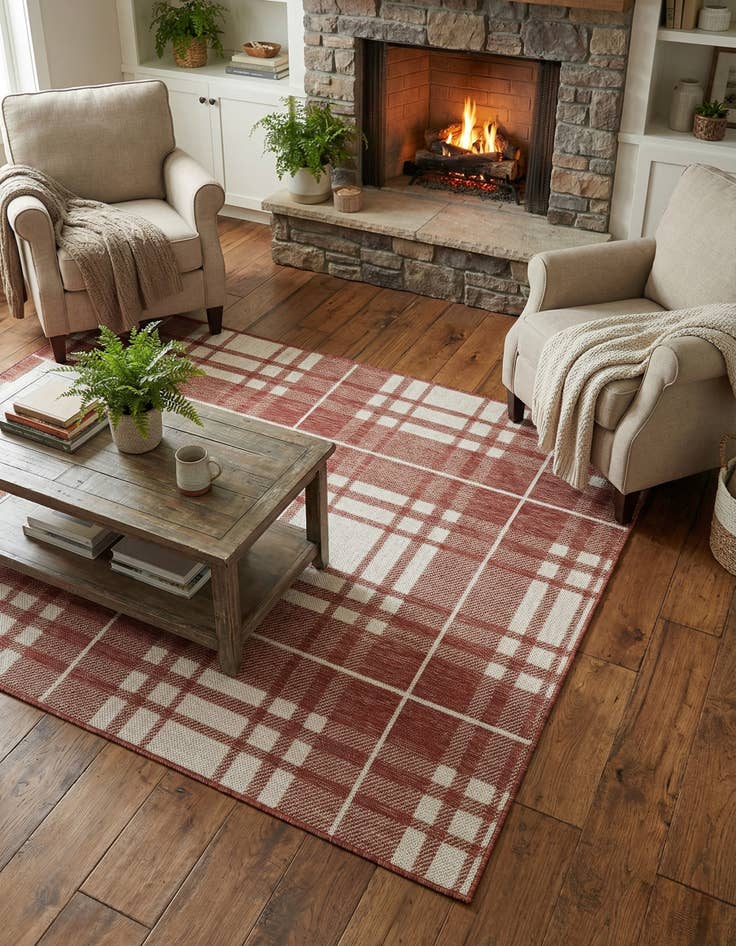 Detail image of  4' x 6'  Washable Checkered Indoor / Outdoor Rug