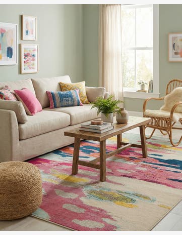 Pink Washable Hyacinth Rug