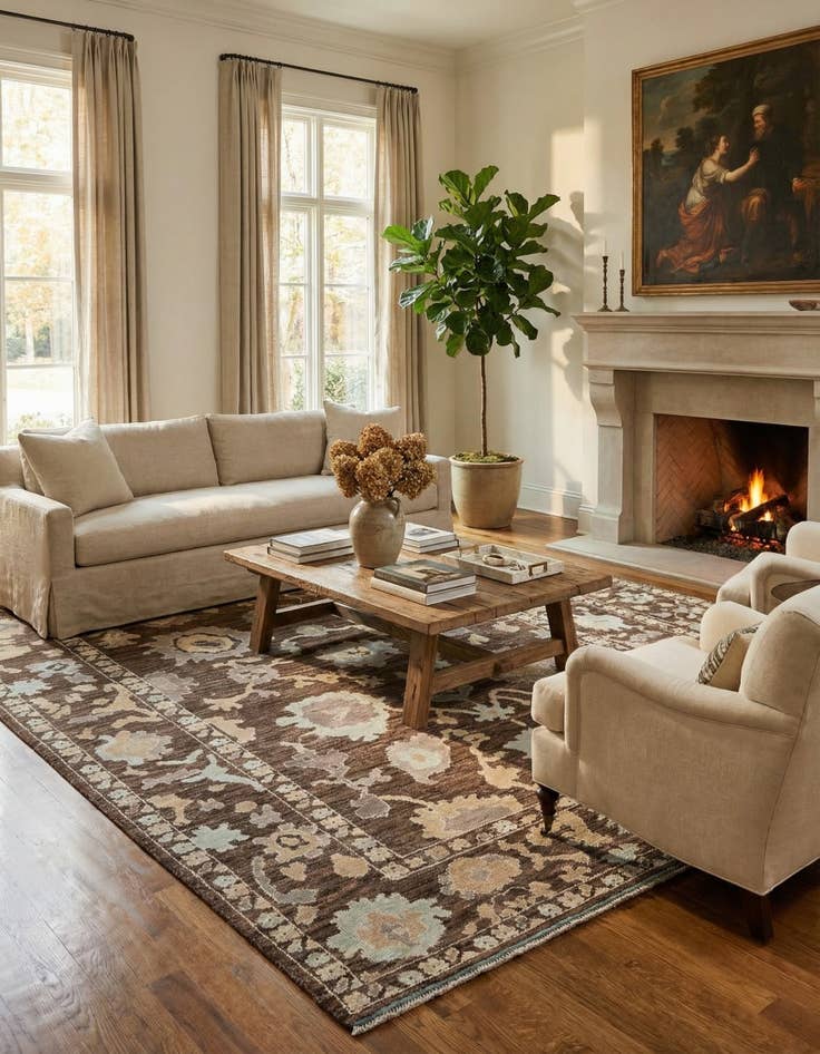 Detail image of  9' x 11' 10  Hand Knotted Oushak Wool Rug