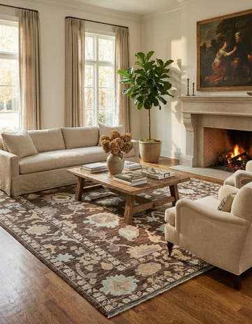 9' x 11' 10 Hand Knotted Oushak Wool Rug