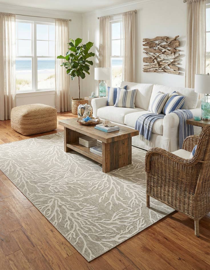 Detail image of  10' x 14'  Washable Coastal Indoor / Outdoor Rug