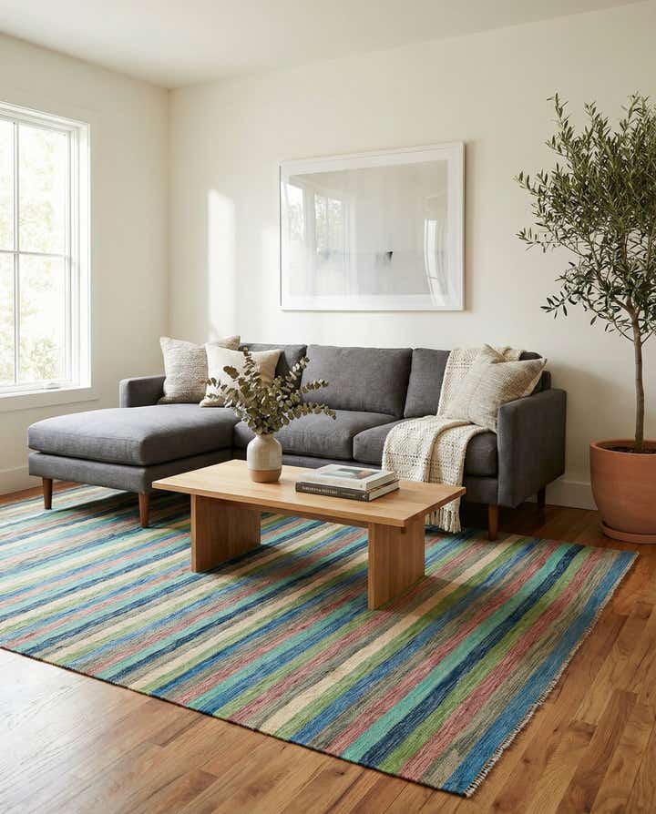 6' 8 x 9' 9 Hand Woven Kilim Modern Wool Rug