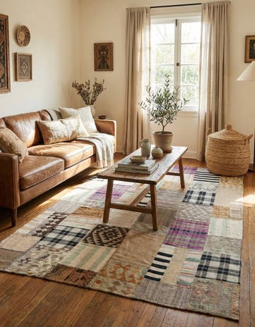 6' 5 x 9' 7 Hand Woven Kilim Patchwork Wool Rug