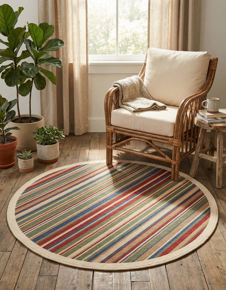 Detail image of 3' 3 x 3' 3  Washable Baja Indoor / Outdoor Round Rug