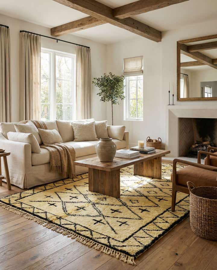 6' 6 x 9' 1 Hand Knotted Moroccan Wool Rug