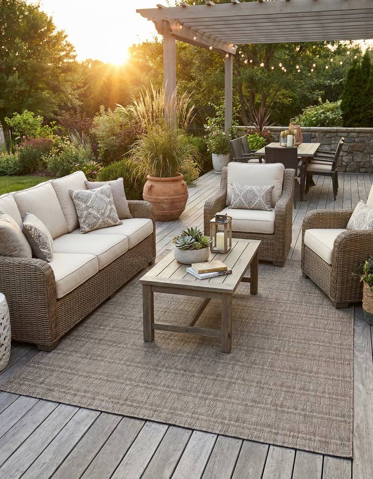 Detail image of 9' x 12' Easy-Clean Striped Indoor / Outdoor Rug