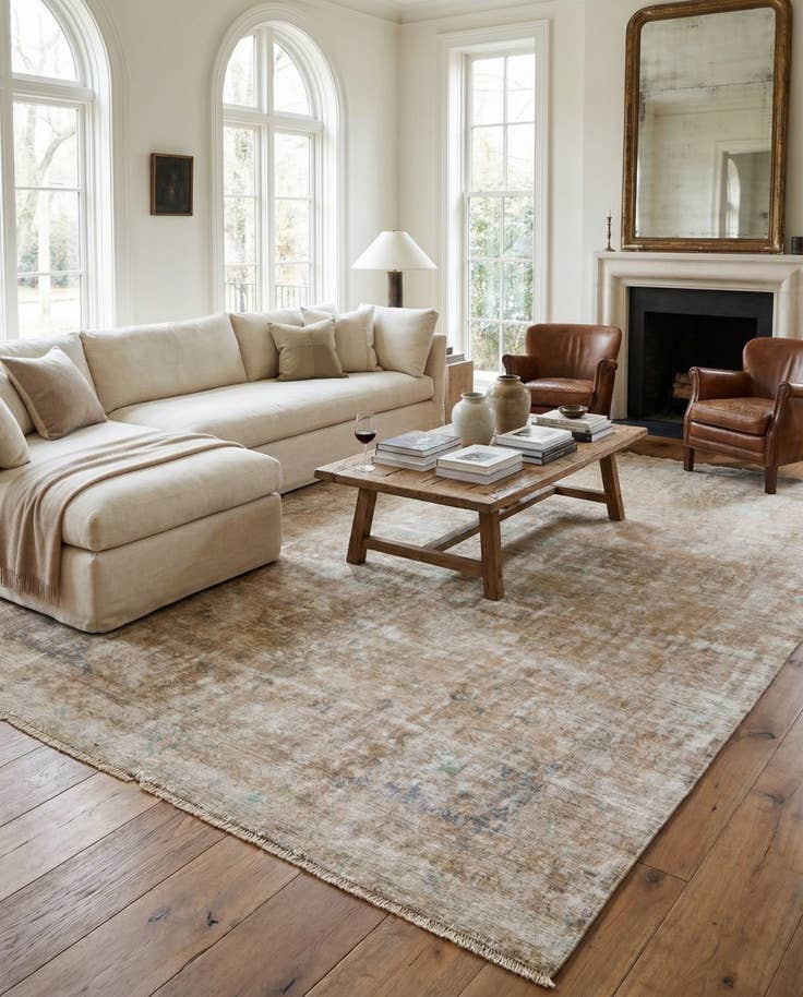 Detail image of 9' 5 x 13' Hand Knotted Ultra Vintage Persian Wool Rug