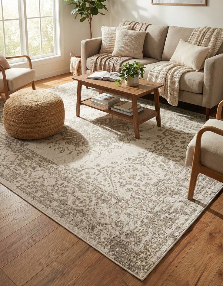 Detail image of  6' x 9'  Washable Traditional Indoor / Outdoor Rug