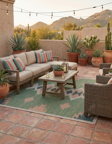 7' 10 x 7' 10 Easy-Clean Baja Indoor / Outdoor Square Rug