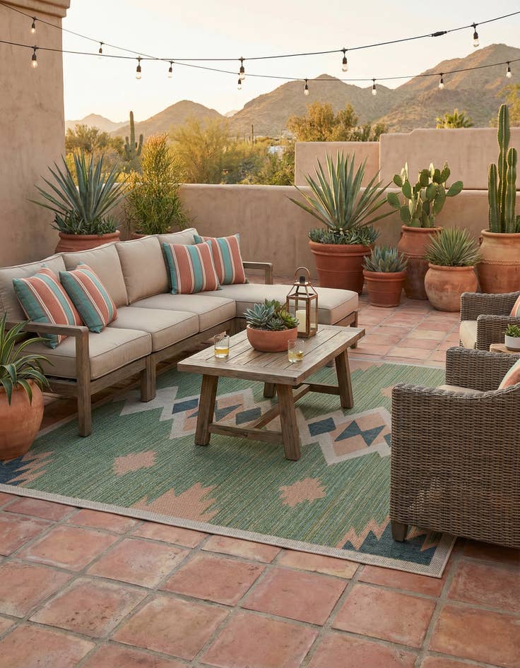 Detail image of 7' 10 x 7' 10  Washable Baja Indoor / Outdoor Square Rug