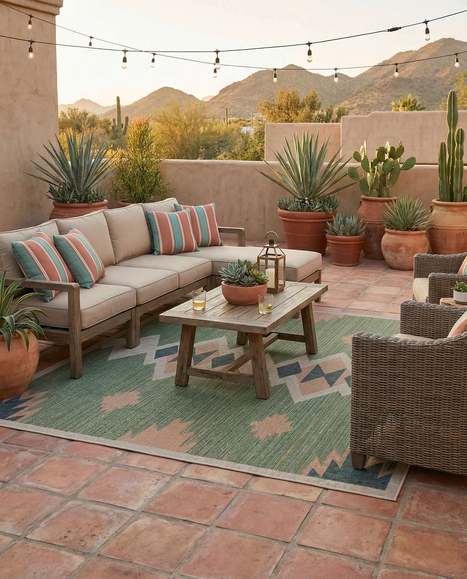 7' 10 x 7' 10 Easy-Clean Baja Indoor / Outdoor Square Rug