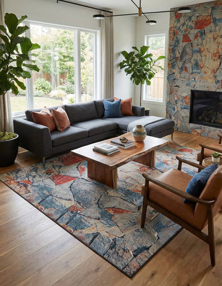 Detail image of 10' x 10'  Washable Modern Indoor / Outdoor Square Rug