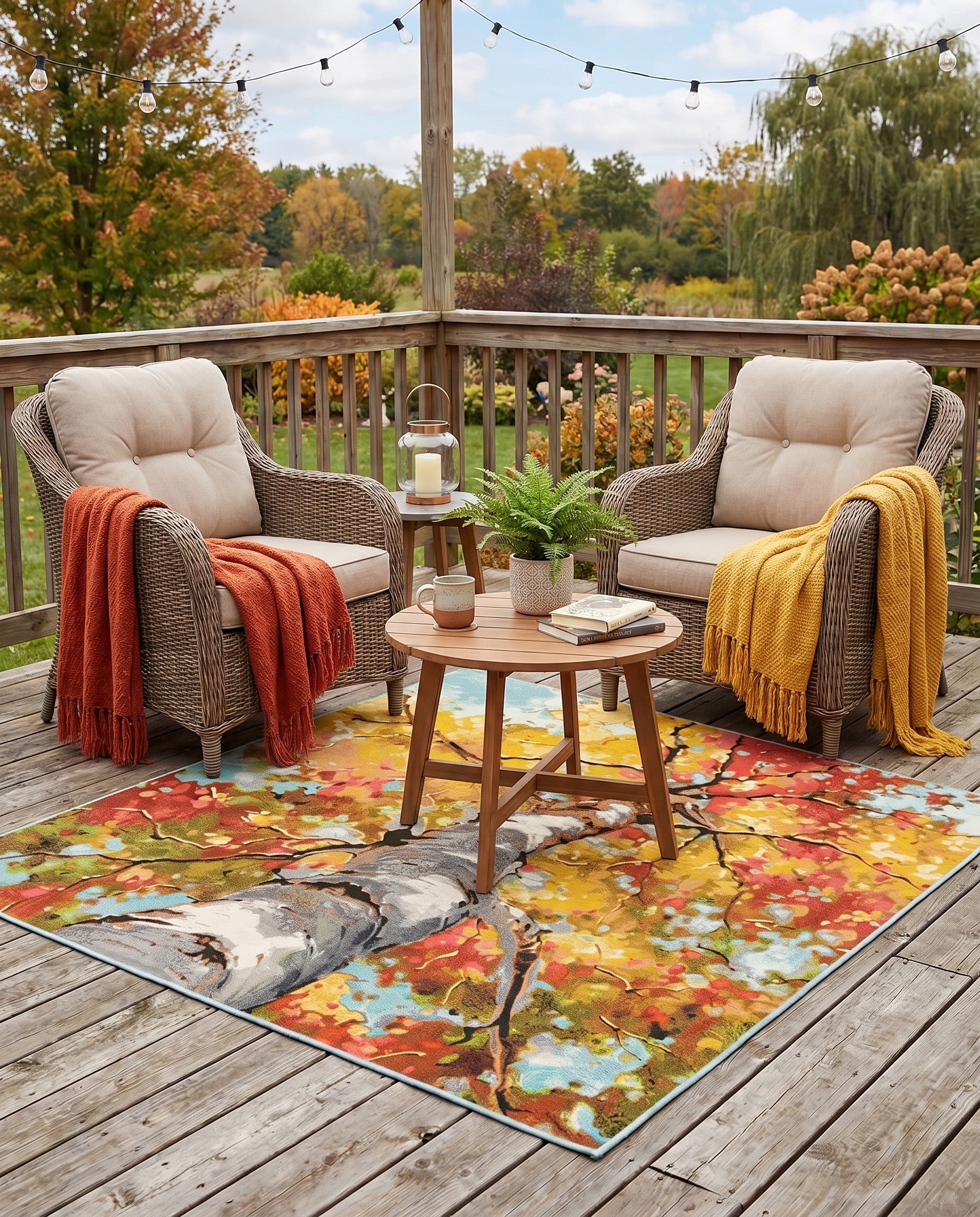7' 10 x 7' 10 Easy-Clean Botanical Indoor / Outdoor Square Rug