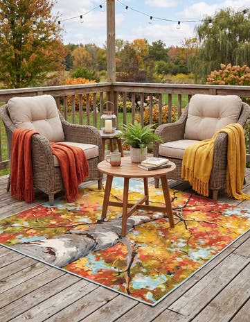 7' 10 x 7' 10 Easy-Clean Botanical Indoor / Outdoor Square Rug
