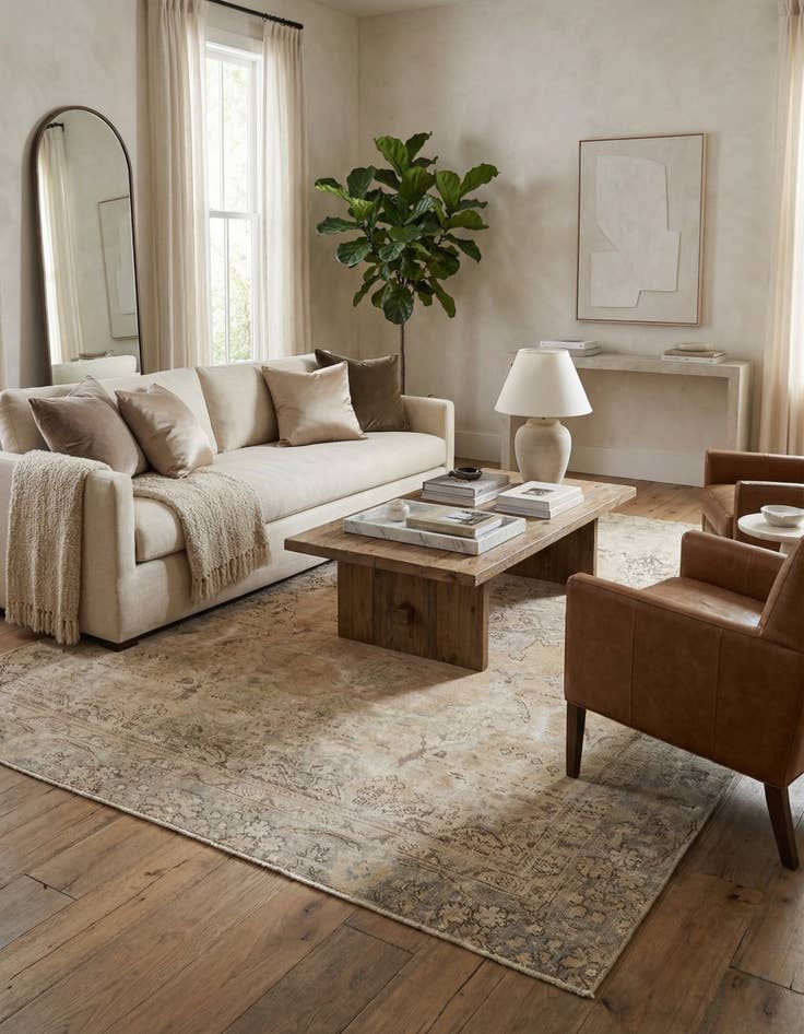 Detail image of  6' 6 x 9' 6  Hand Knotted Ultra Vintage Persian Wool Rug