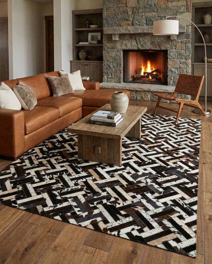 Detail image of 5' 1 x 8' Cowhide - Patchwork Rug