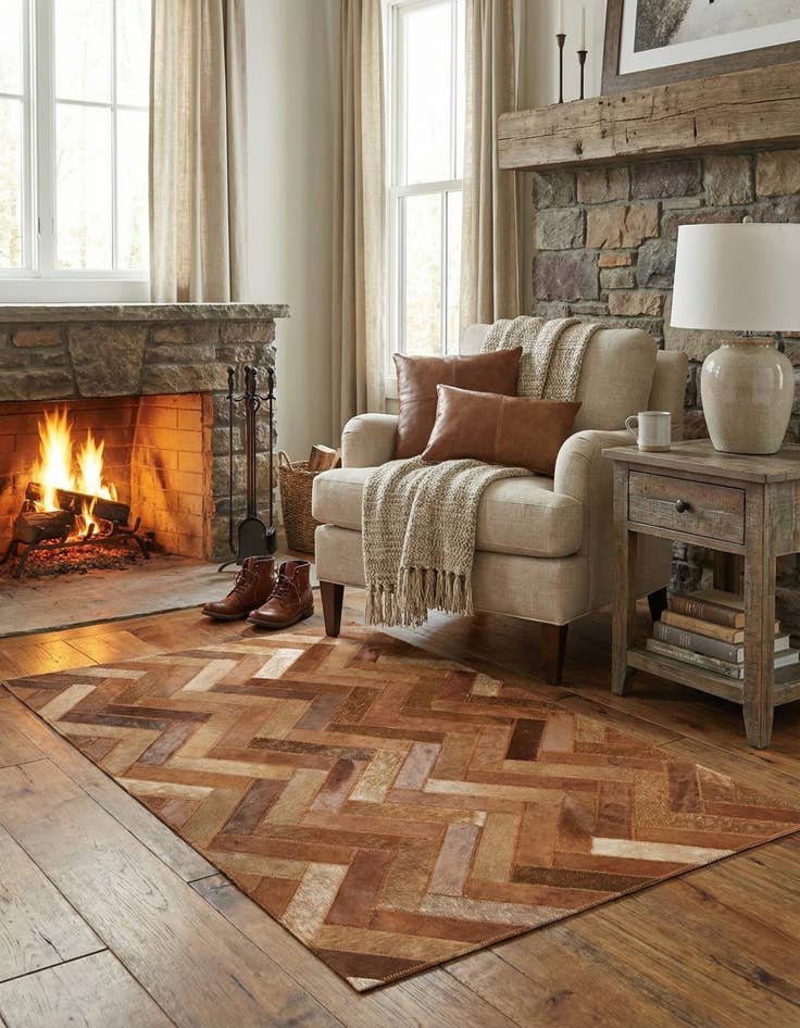 Detail image of  2' x 3' Cowhide Leather Rug