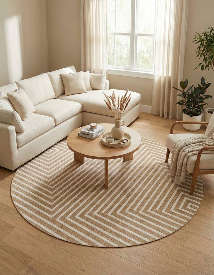 Detail image of  10' x 10'  Washable Modern Indoor / Outdoor Round Rug