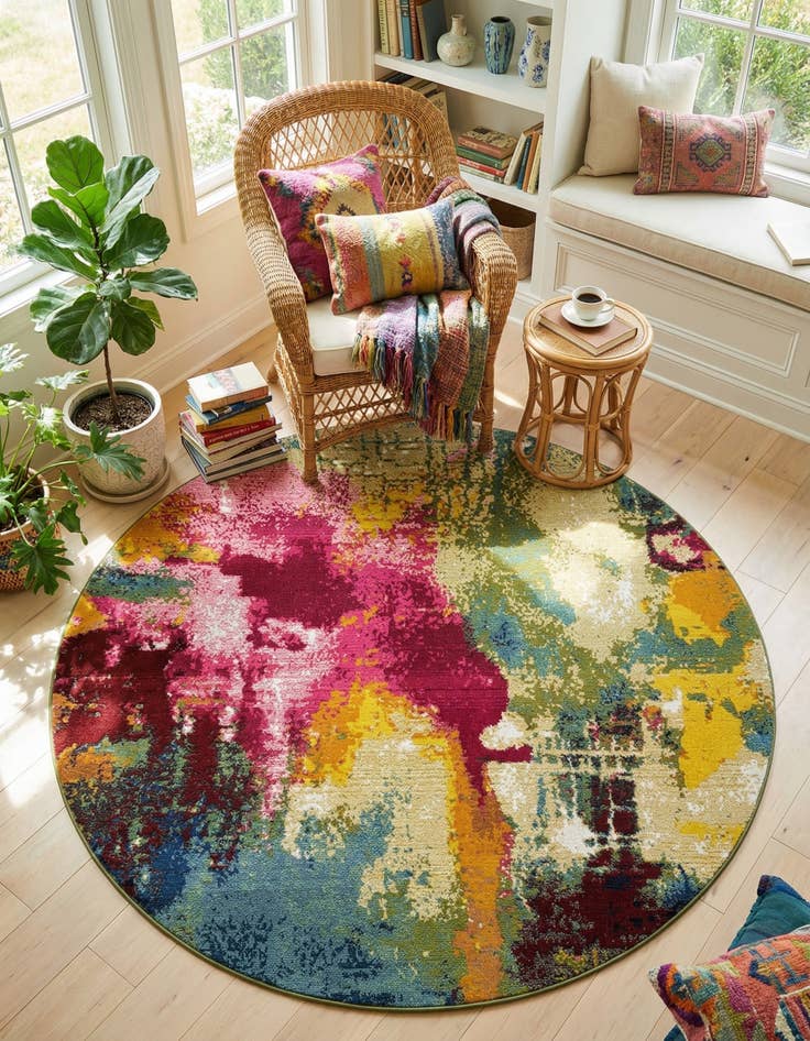 Detail image of  8' x 8'  Washable Hyacinth Round Rug