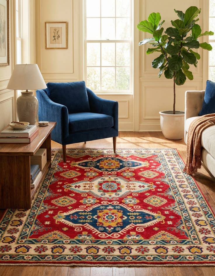 Detail image of 5' x 7'  Hand Knotted Kazak Rug