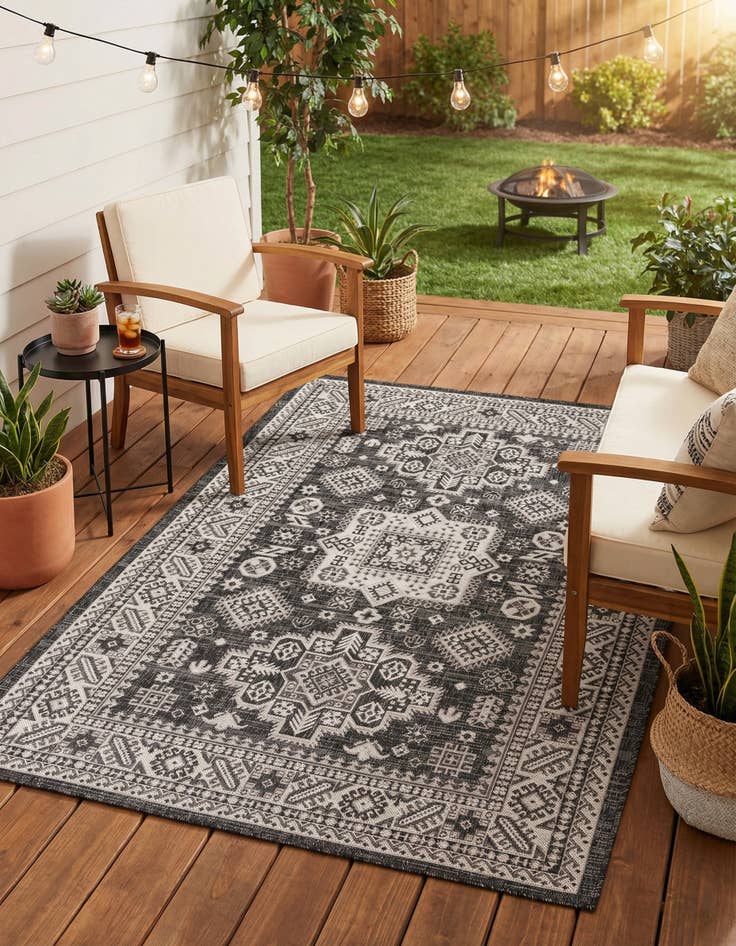 Detail image of 5' 3 x 8' Easy-Clean Aztec Indoor / Outdoor Rug