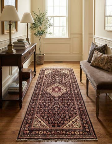 4' x 9' 7 Hand Knotted Hossainabad Persian Wool Runner Rug