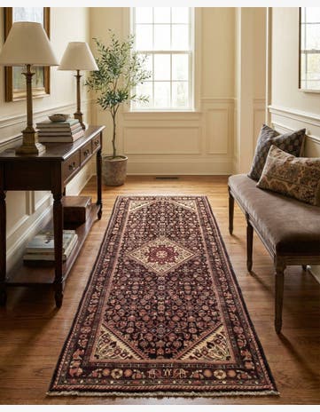 4' x 9' 7 Hand Knotted Hossainabad Persian Wool Runner Rug
